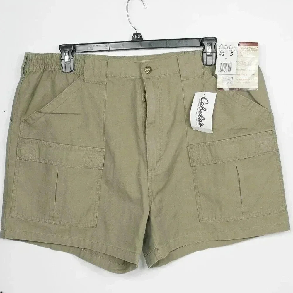 Cabela's Men's Casual 100% Cotton Trail Shorts Khaki waist 42 rise 5